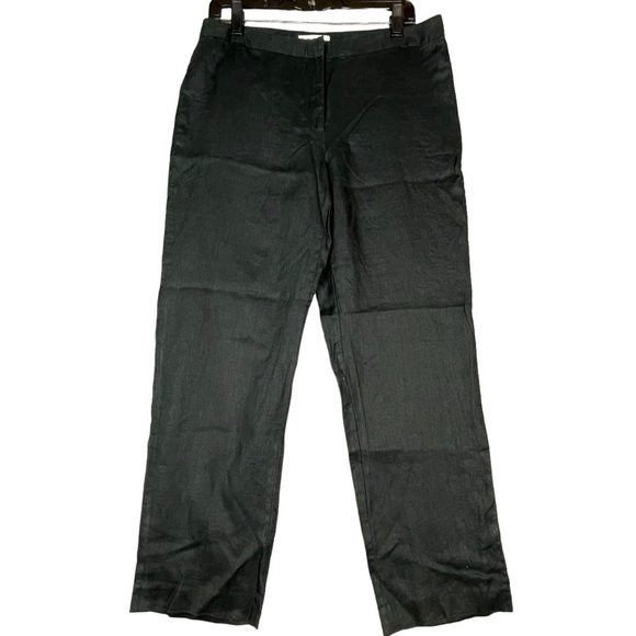 100% Linen Calvin Klein Black Pants Summer Breathable Business Casual - Sz 10 - Picture 1 of 12